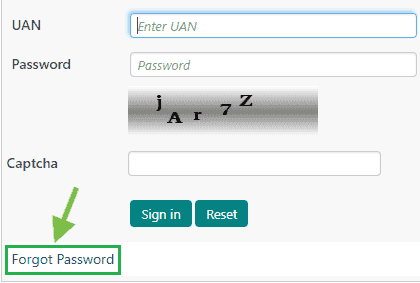 UAN number forgot password