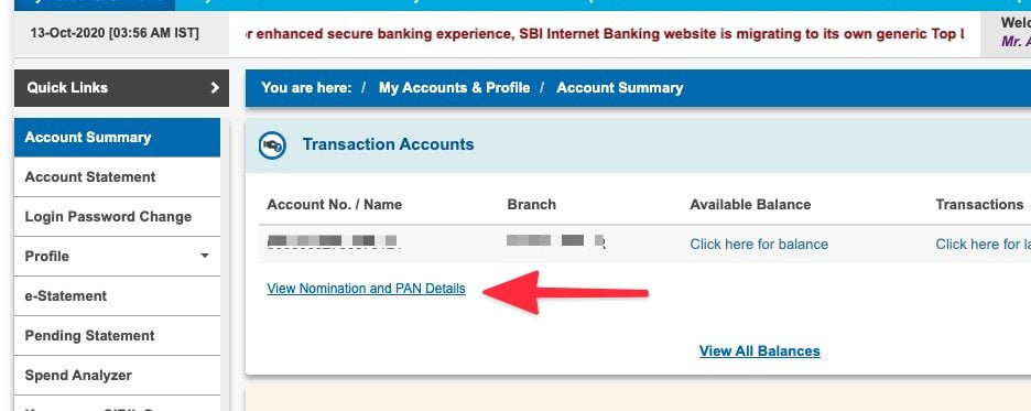 how to get my cif number in sbi bank