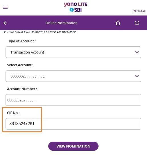 how to get sbi cif number without passbook