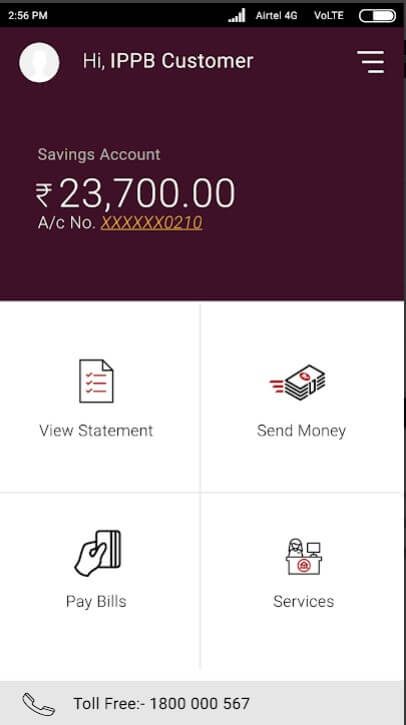 Steps to Post office savings account balance check via IPPB mobile app.