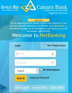 canara bank net banking