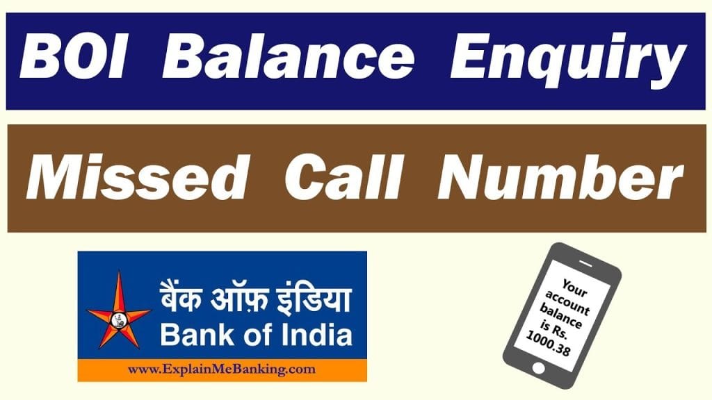 bank of india toll free number for balance enquiry